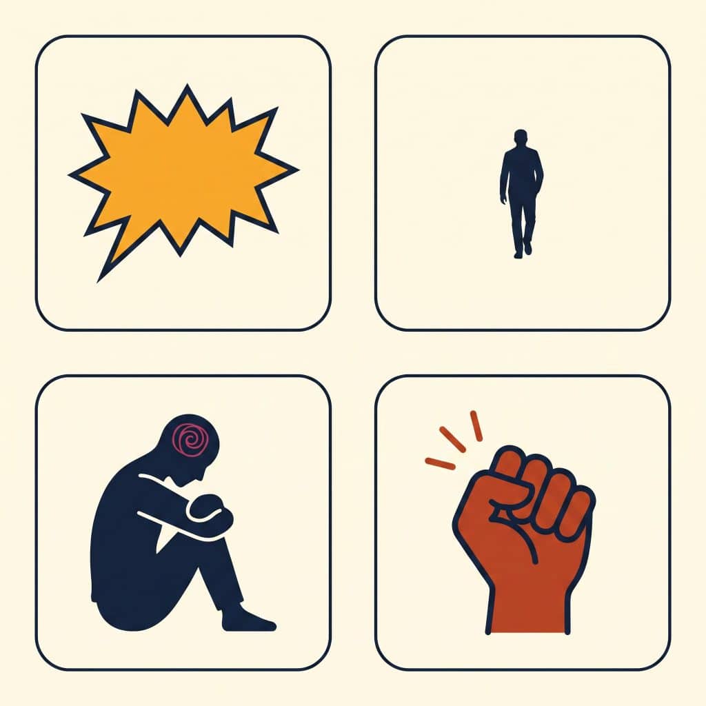 Schéma illustré : les 4 visages de la colère