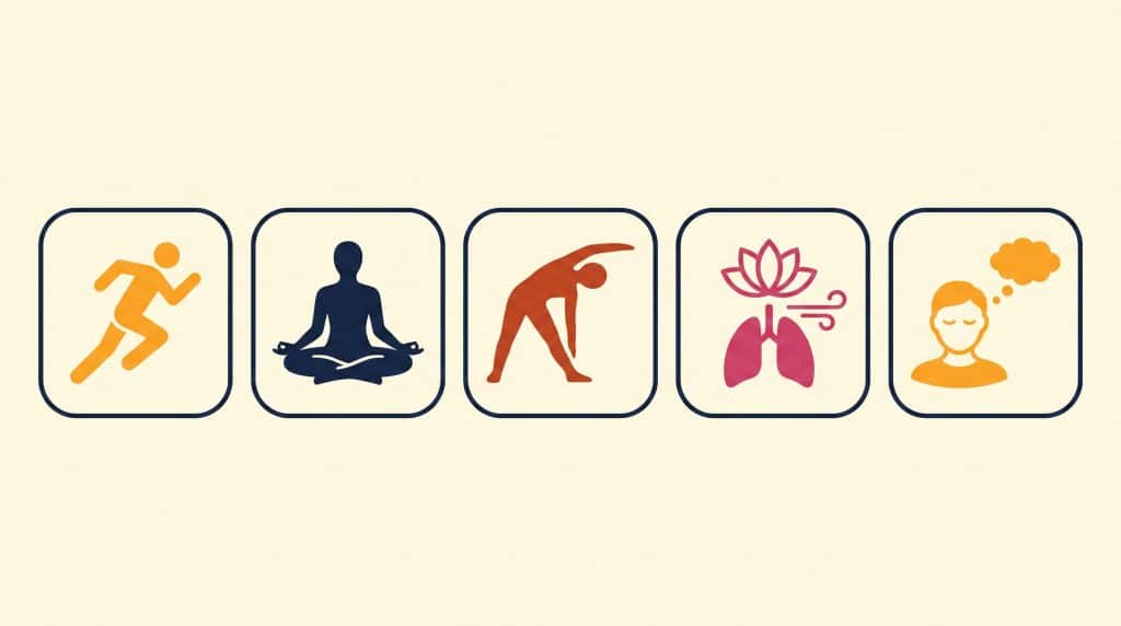 Schéma illustré : 5 leviers pour réduire le stress